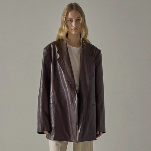 Kvinders oversized faux læder blazer Stilla