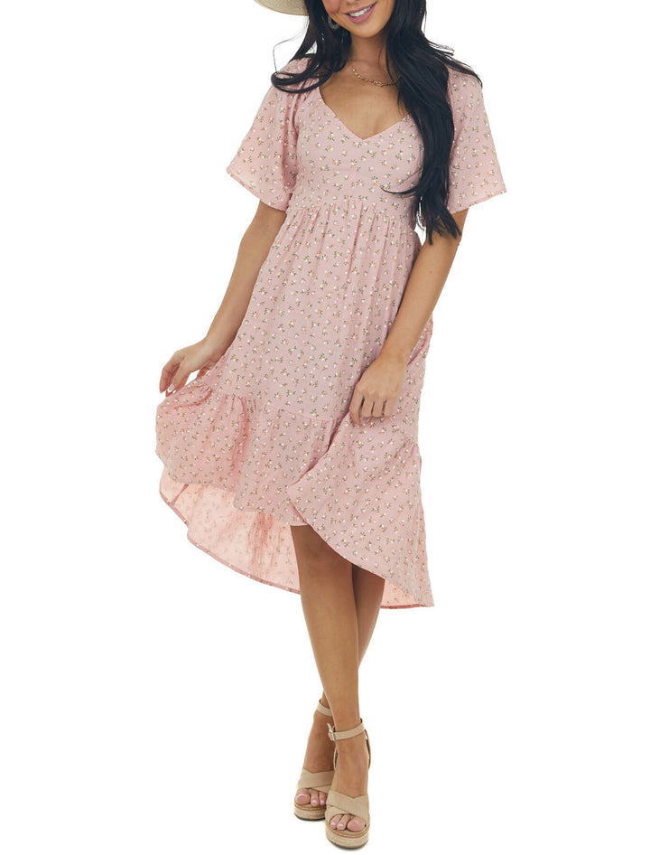 Dame Floral Print Hi-Low Midi Kjole Stilla