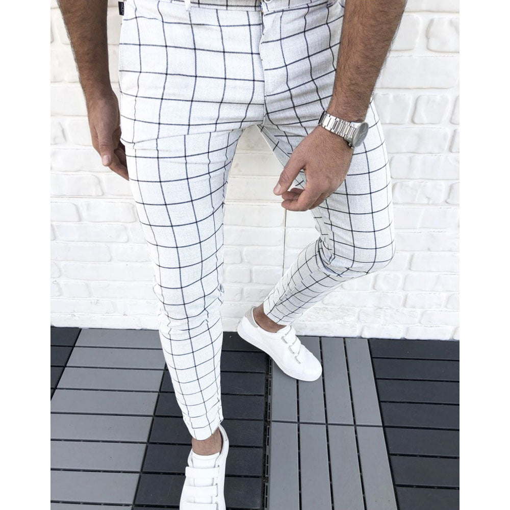 Herrer Ternet Slim-Fit Bukser med elastisk Liv Stilla