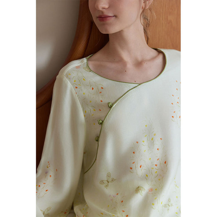 Dame Lounge-Pyjama-Sæt med elegant blomstret design og behagelig pasform Stilla