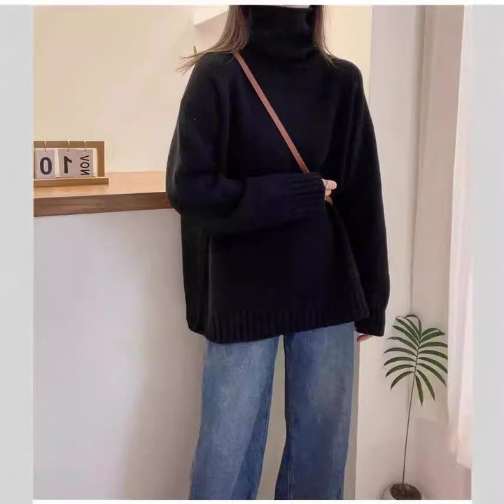 Femme Turtleneck Oversized Strikpullover Stilla