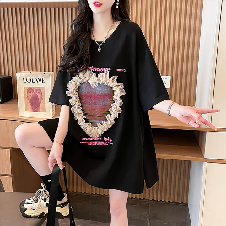Femme Grafiktryk T-Shirt Kjole Stilla