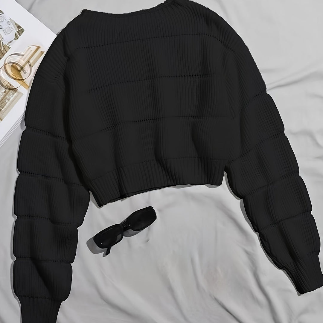 Dame moderigtige bløde crop pullover med tekstureret design Stilla