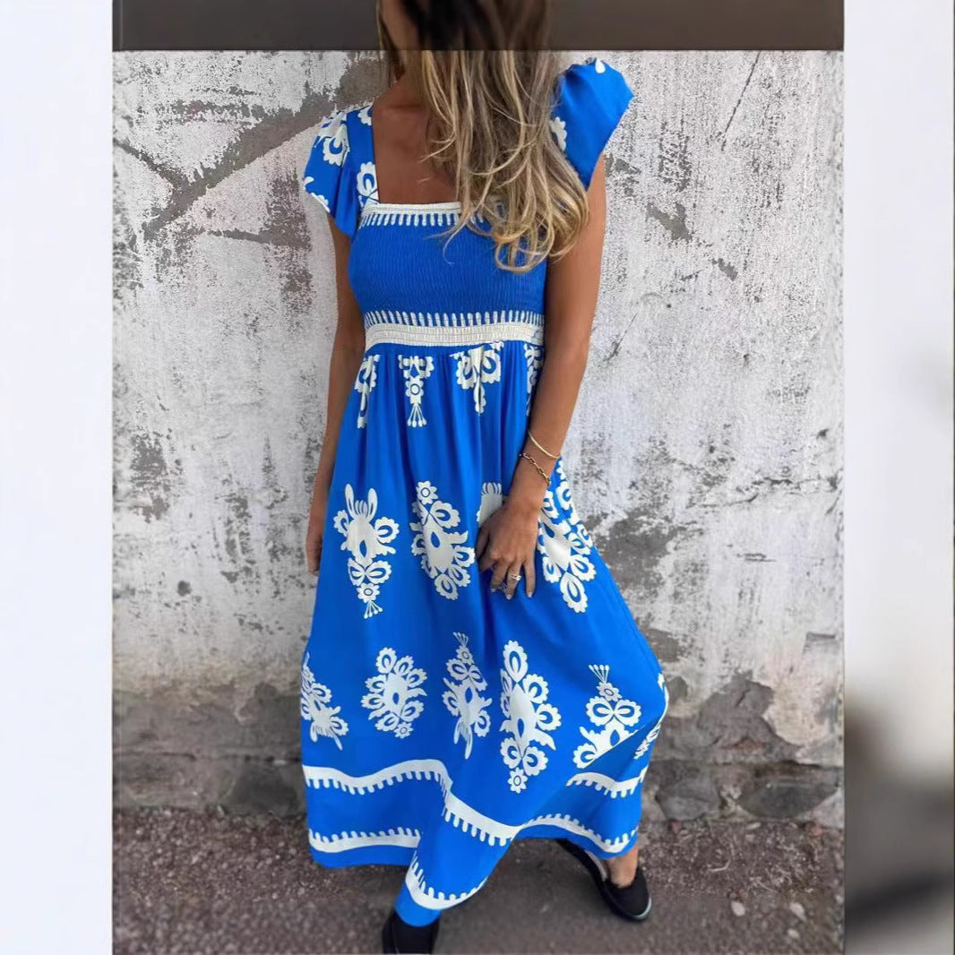 Dame Maxikjole med høj kvalitet Smock-overdel og florale detaljer Stilla