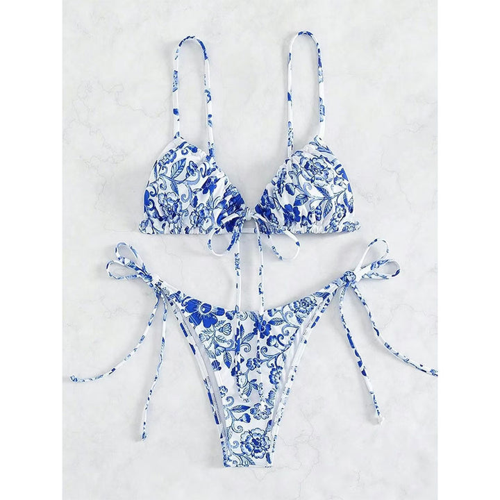 Kvinder Blomster Mønster Trekant Bikini Sæt Stilla 1750838590