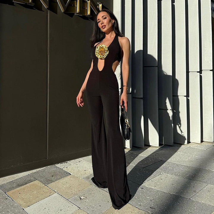 Dame Elegant og figursyet Jumpsuit med flared bukser Skovae