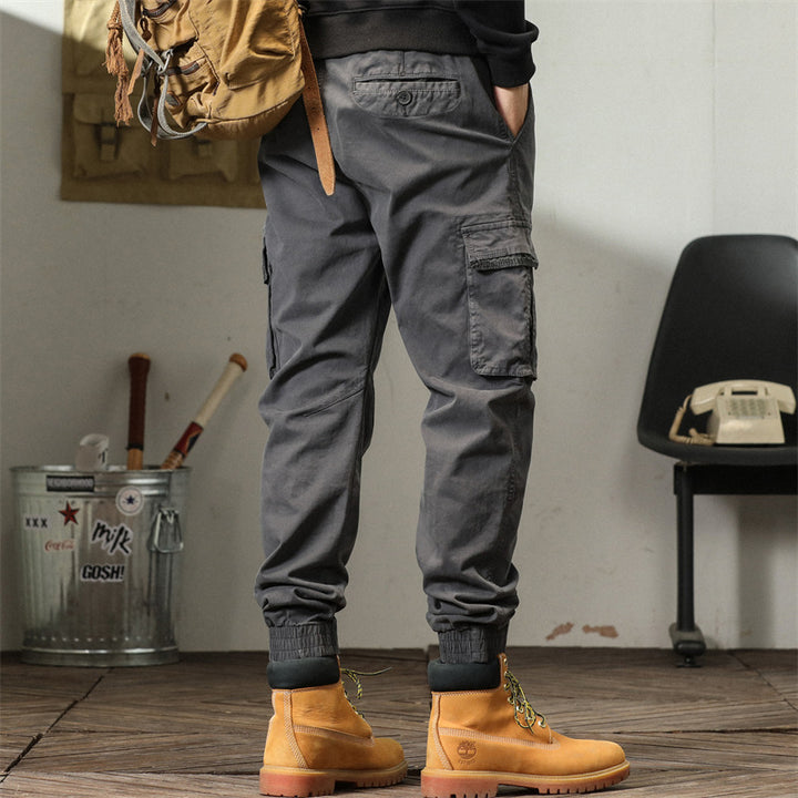 Herrer elegante Cargo-Bukser med funktionelle lommer og elastisk talje Stilla