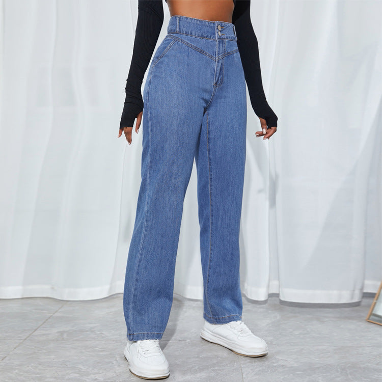 Dame højtaljede jeans i klassisk straight-leg stil Stilla