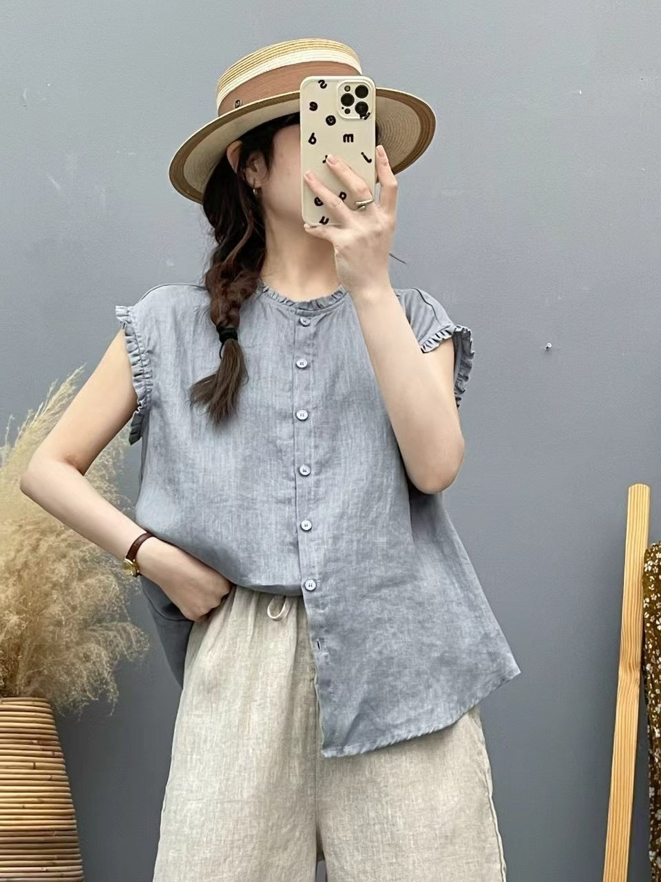 Femme Afslappet Siddebåndende Button-Down Skjorte Stilla