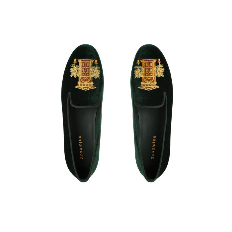 Dame Luksuriøse Velvet Slippers med broderet detalje Stilla