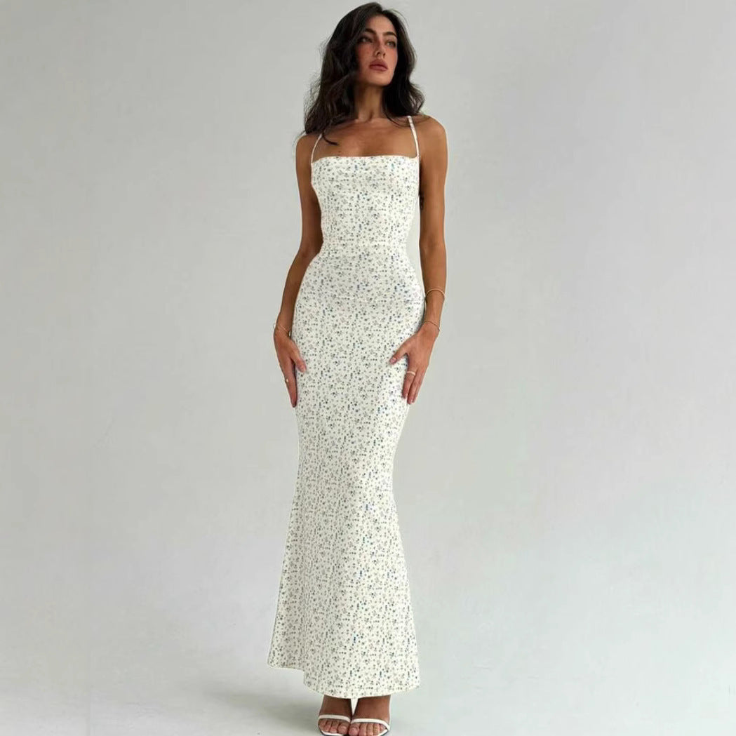 Dame Elegant Maxikjole med blomsterprint og smal pasform Skovae