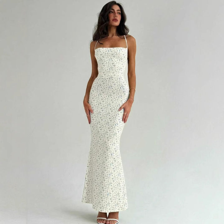 Dame Elegant Maxikjole med blomsterprint og smal pasform Skovae