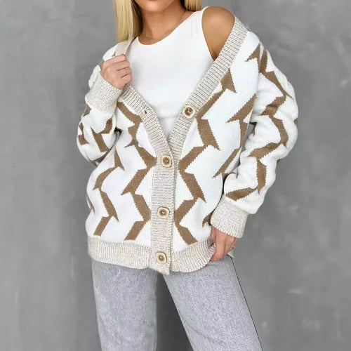 Kvinders afslappede cardigan med moderne lynmønster Stilla