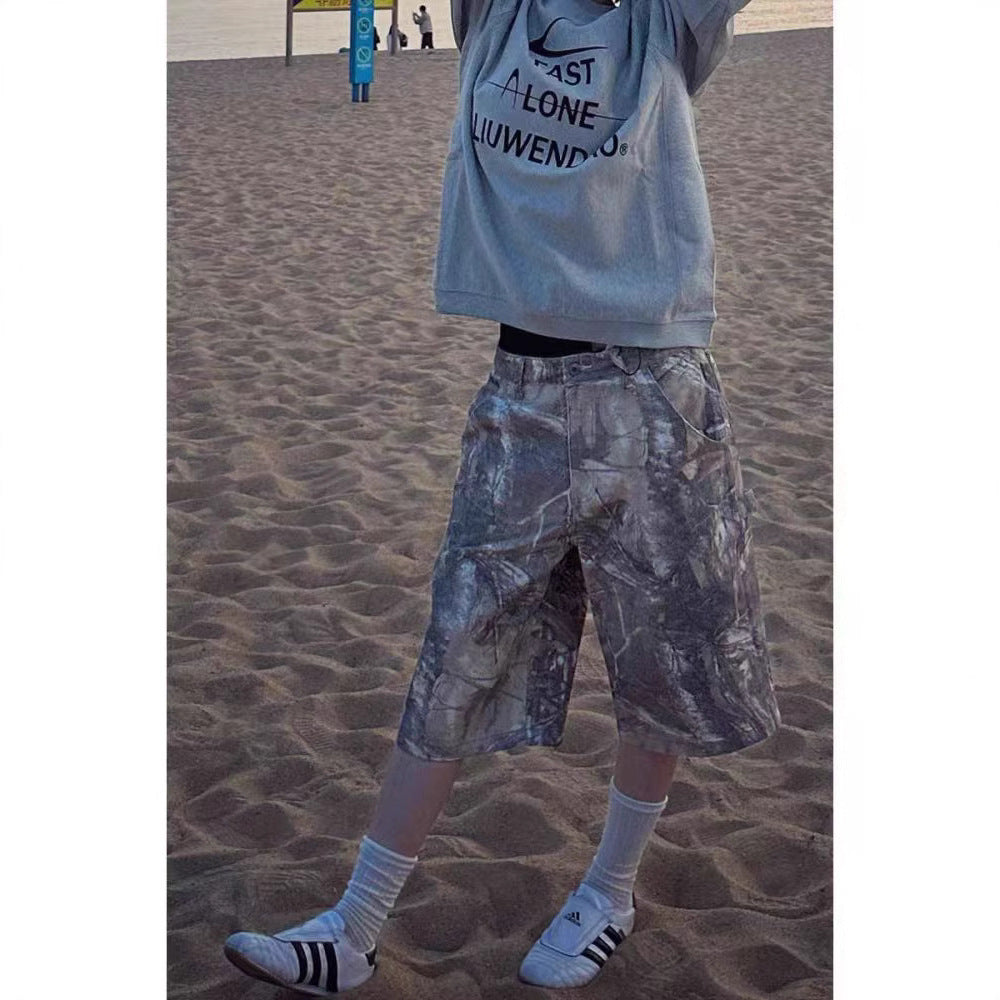Damernes Stilfulde Camouflage Cargo Shorts Stilla