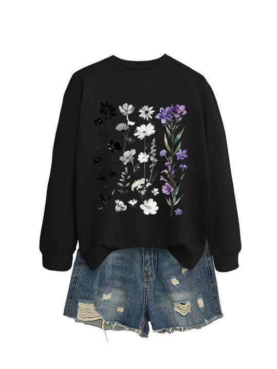 Kvinders sweatshirt med blomster grafikdesign og blødt inderfor Stilla