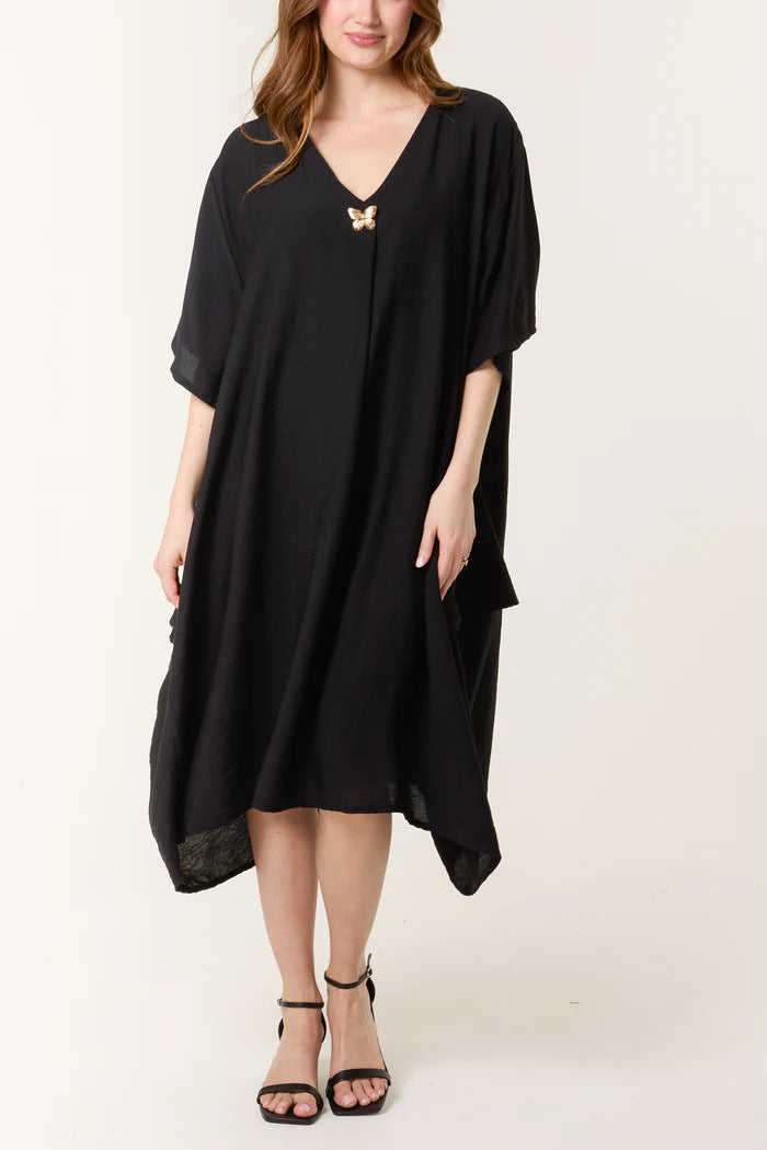 Dame Casual V-Hals Maxi Tunika Kjole Stilla
