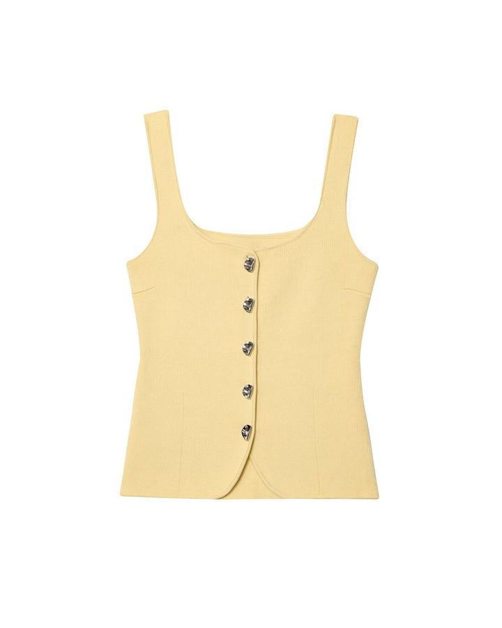 Femme Quadrat-Ausschnitt Knap-Op Tank Top Stilla