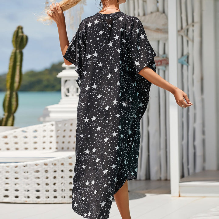 Dame Kaftan med løs pasform og blomsterdesign Stilla