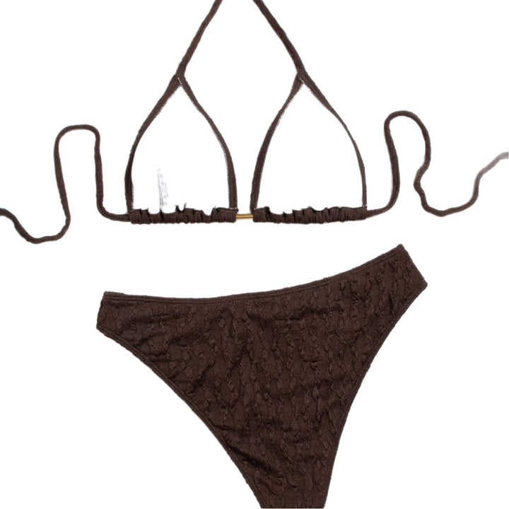 Dame triangel-bikini med raffineret strukturdesign og justerbare stropper Skovae