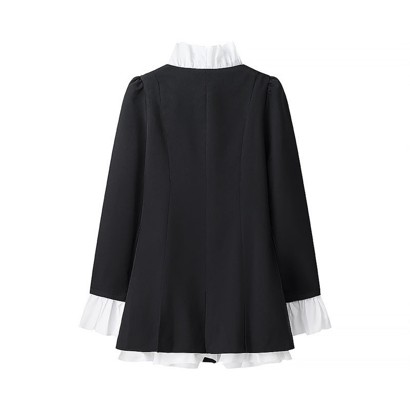 Femme Elegant Rynke-Blazer med Knapdetaljer Stilla