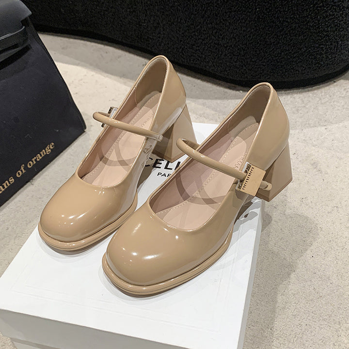 Dame Elegante Mary Jane Pumps med blokhæle og moderne rem Stilla