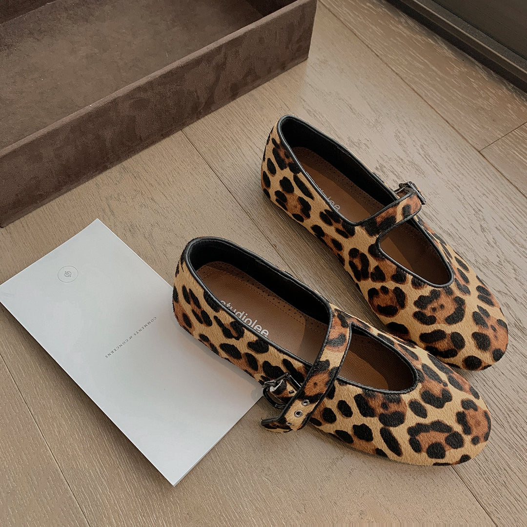 Dame Stilfulde Leopardmønster Mary Jane Fladesko Stilla