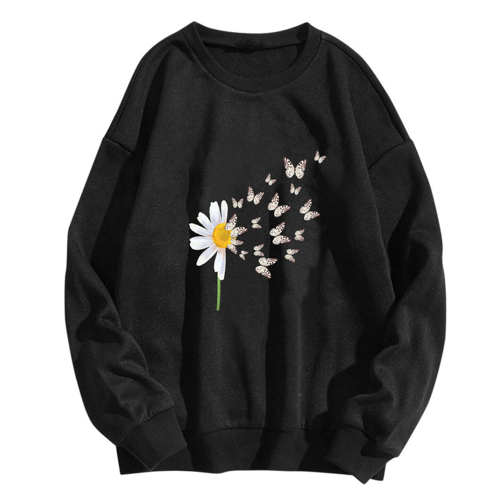 Kvinders sweatshirt med blomster sommerfugledesign Skovae
