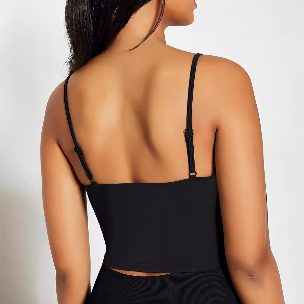 Dame Crop-top med motiverende statementtryk og fine spaghetti-stropper Skovae