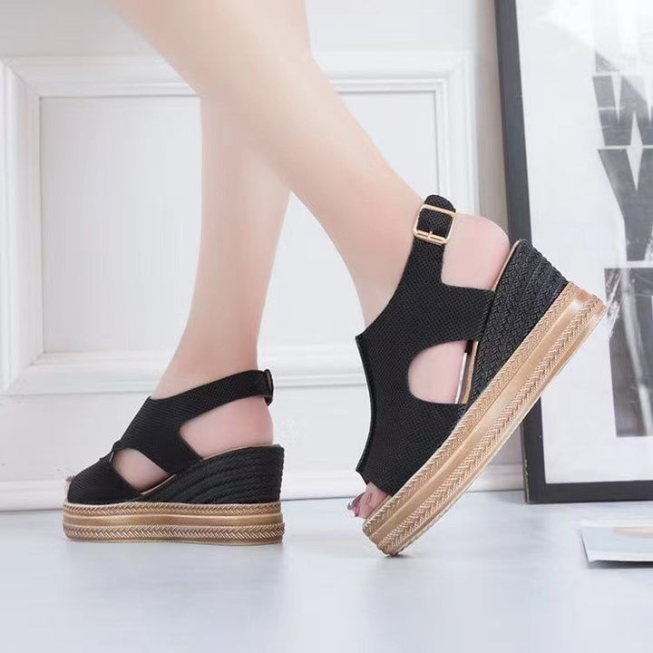 Dame elegante og behagelige Wedge-sandaler med åben hæl og justerbar rem Stilla