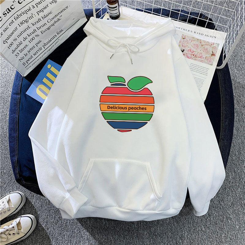 Dame hoodie med glædeligt frugtmotiv Skovae
