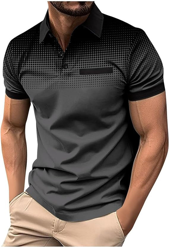 Herre Polo-shirt med kortærmet i gradient-mønster Stilla