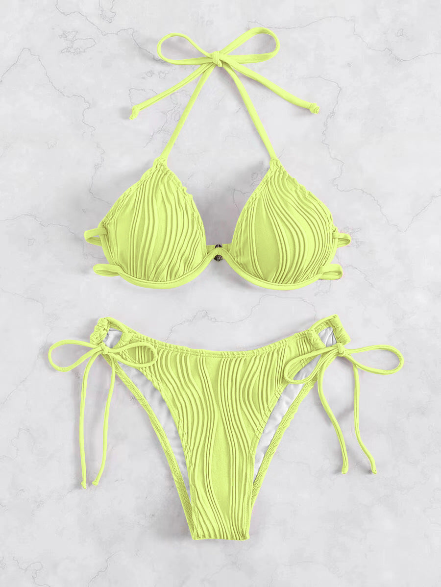 Femme Ribbede Trekant-Bikini-Sæt Stilla
