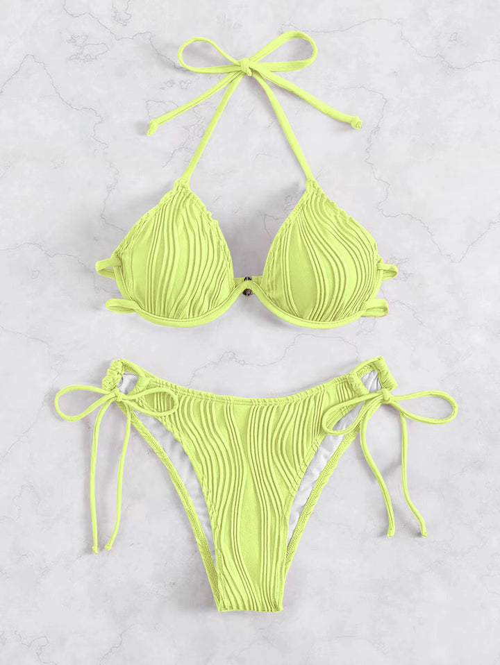 Femme Ribbede Trekant-Bikini-Sæt Stilla
