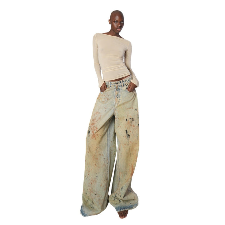Kvindernes brede jeans med artwork design Stilla
