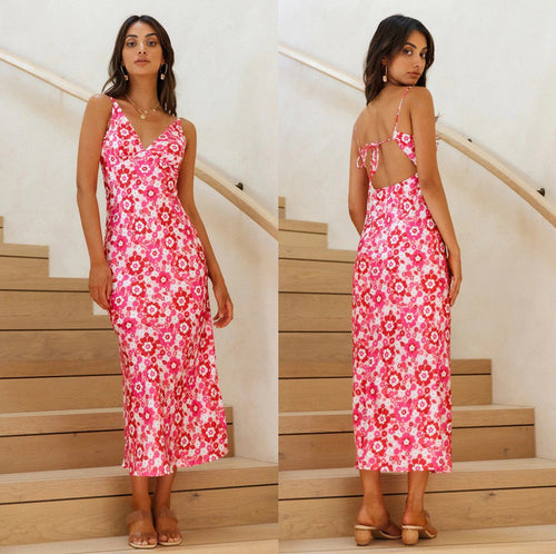 Dame Floral Print Maxi Kjole Stilla