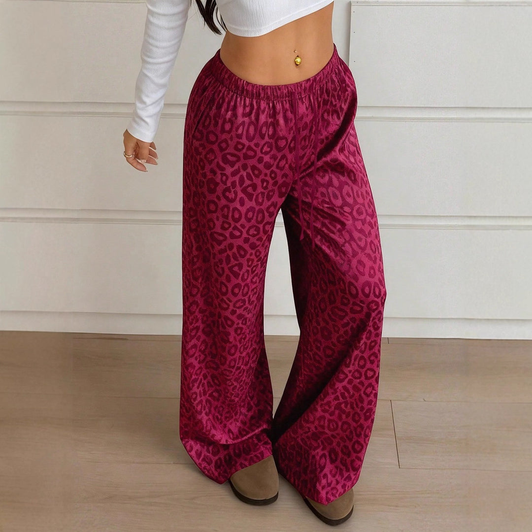 Dame Elegant Bred Leopardprint-Bukser Skovae