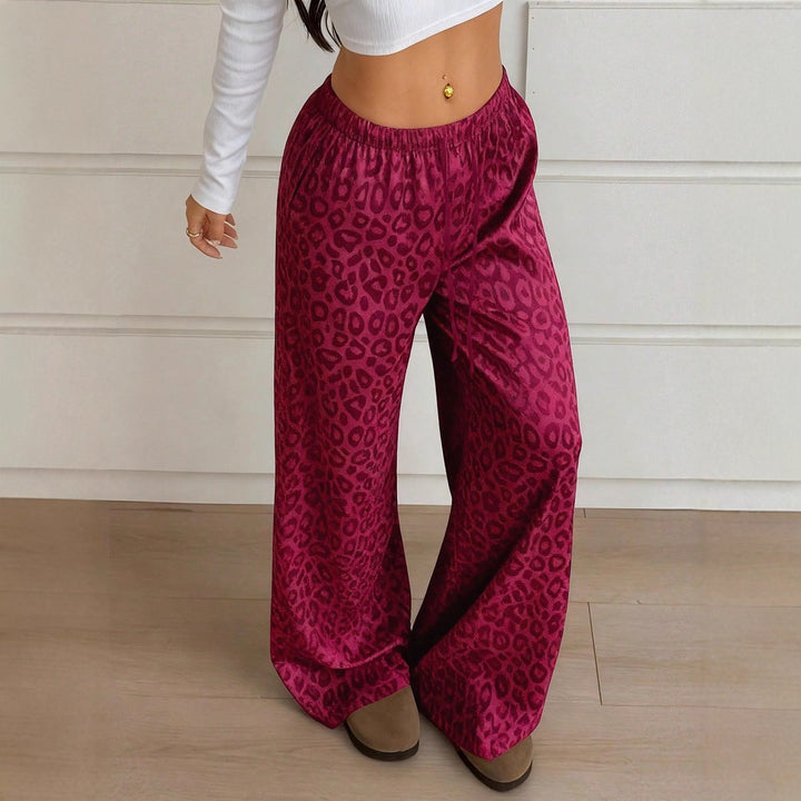 Dame Elegant Bred Leopardprint-Bukser Skovae