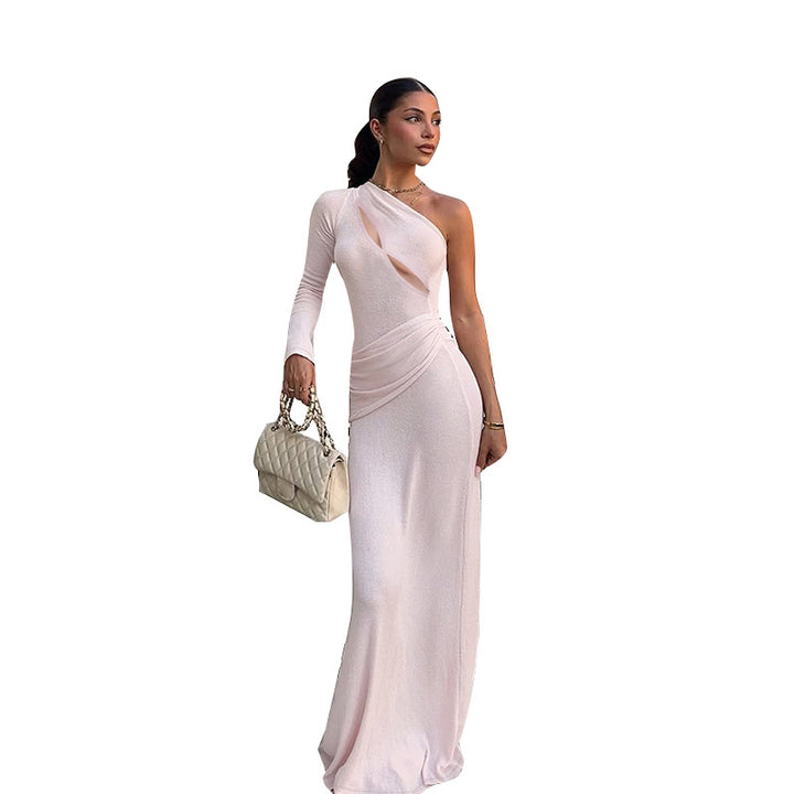Dame Elegant Maxikjole med asymmetrisk snit og raffineret cut-out Skovae