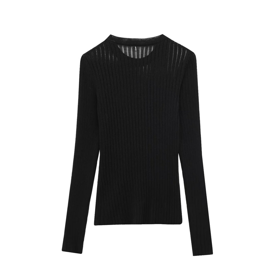 Femme Ribbede Strik-Langærmet-Top Stilla