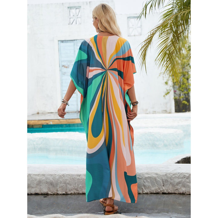 Femme Vibrant Abstrakt Print Maxi Cover-Up Stilla