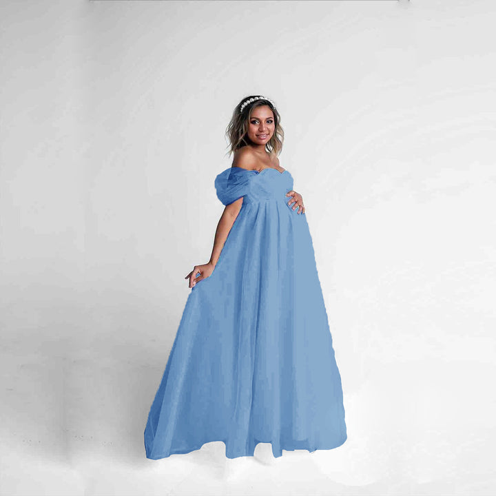 Dame Off-Shoulder Tulle Graviditetskjole Stilla