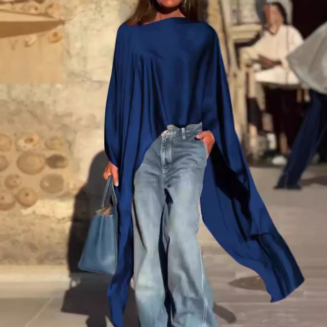 Dame mode oversized skjorte i let batiklook Stilla