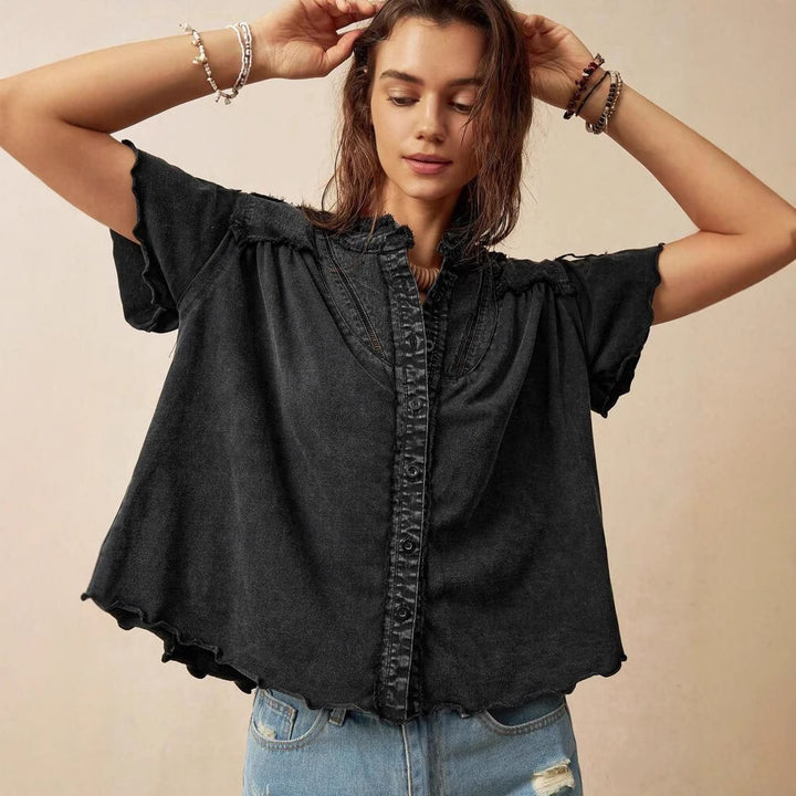 Dame Løst Denim Blusenshirt Stilla