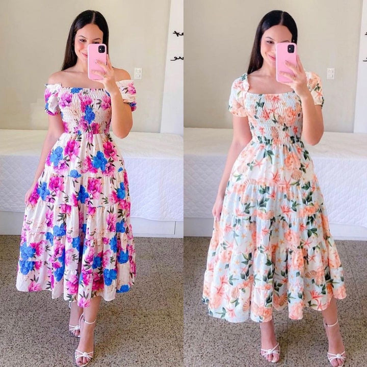 Dame sommerkjole med off-shoulder design Stilla