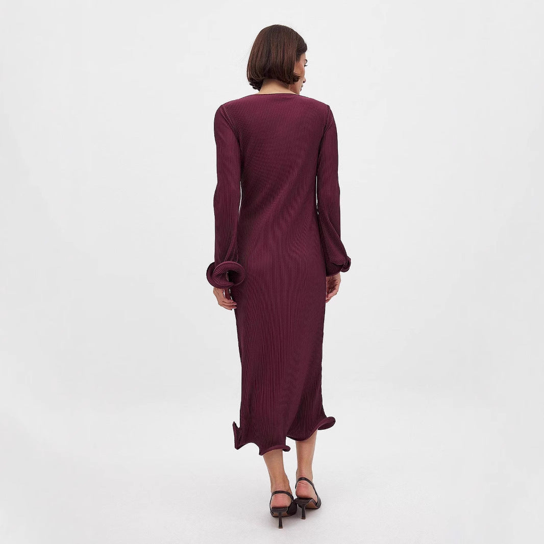 Dame Elegant Maxikjole med plisseret Design og afslappet Snit Stilla