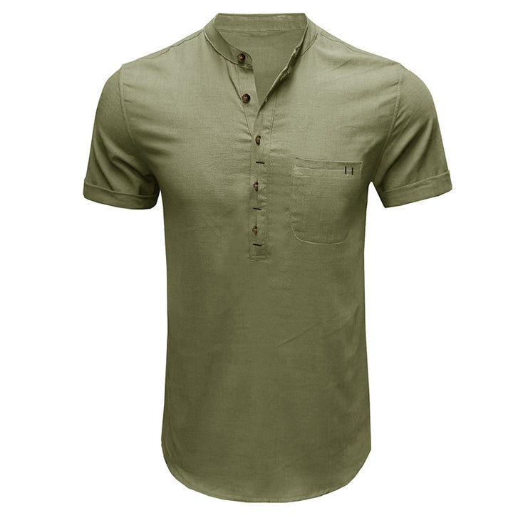 Herrer kortærmet Henley-shirt med praktisk brystlomme-design Stilla