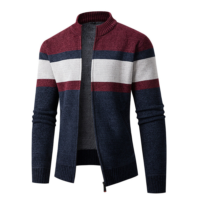 Herrer struktureret strik-zip--pullover Stilla