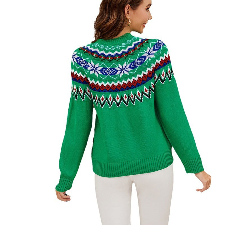 Dame julesweater med festligt norsk mønster og rund halsudskæring Stilla