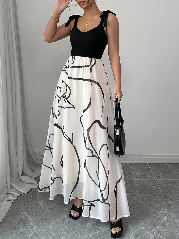 Femme Maxi Kjole med Kunstnerisk Design Stilla
