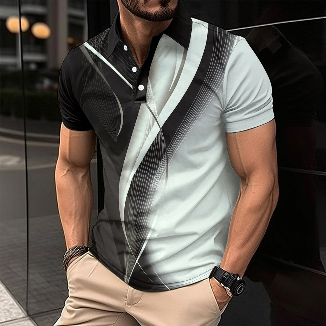 Herrer Poloshirt med moderne grafikdesign Stilla